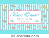 Tarjeta de felices 40 años