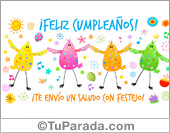 Tarjeta de feliz cumpleaños con festejo