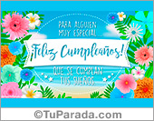 Tarjeta de cumpleaños con mar y flores