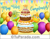 Feliz cumpleaños, torta y pájaros