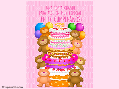 Torta grande de cumpleaños en rosa