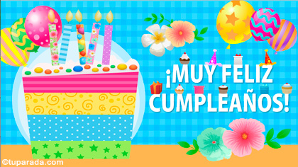 Tarjeta de cumpleaños - Torta y cupcakes