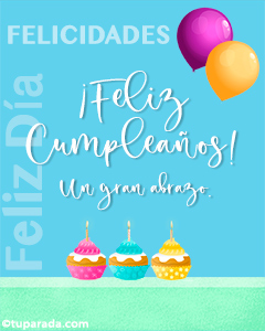 Tarjeta de cumpleaños con cupcakes vertical