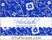 Felicidades floreado en azul
