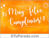 Tarjeta de cumpleaños en color naranja