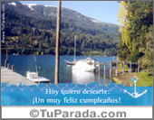 Feliz cumpleaños con paisaje de lago