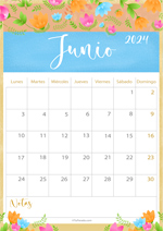 Calendario Junio 2024 - Flowers