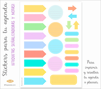 Stickers para notas de colores sin texto