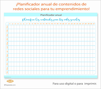 Planificador anual de contenidos para mi negocio