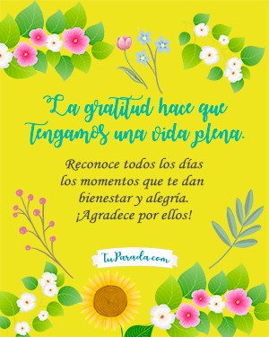 Tarjeta: La gratitud y una vida plena