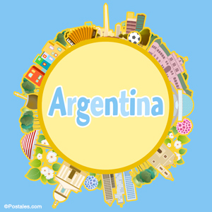 Postal de Argentina con lugares más conocidos