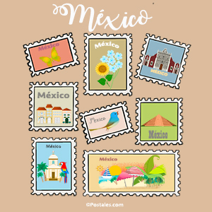 Postal de México con estampillas