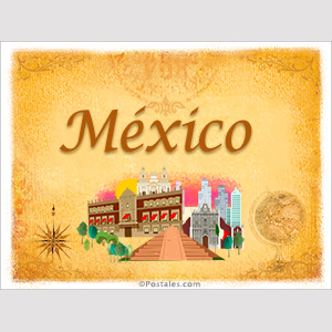 Postal de México en pergamino
