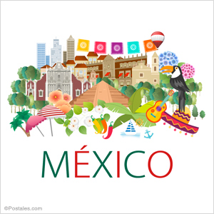 Postal de México con lugares especiales