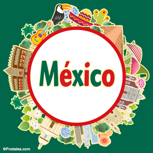 Postal de México con mundo