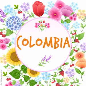 Imagen de Colombia con flores