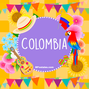 Postal de Colombia con ilustraciones