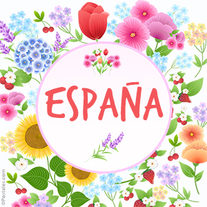 Postal de España con flores