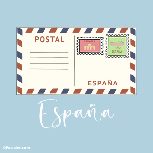 Postal de España con sobre vía aerea