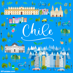 Postal de Chile en azul