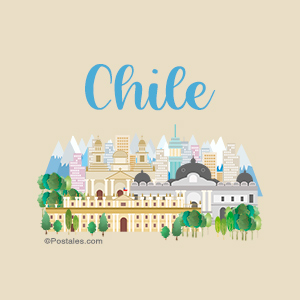 Postal de Chile con lugares emblemáticos