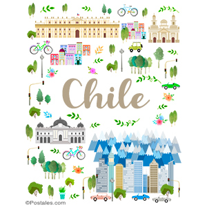 Postal de Chile con ilustraciones