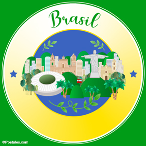 Postal de Brasil con sitios especiales