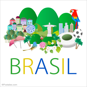Ilustración de Brasil con lugares significativos