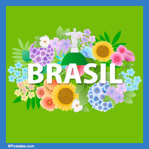 Postal de Brasil con grandes flores