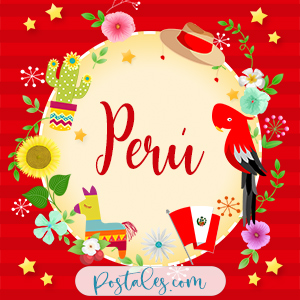 Postal de Perú con ilustraciones