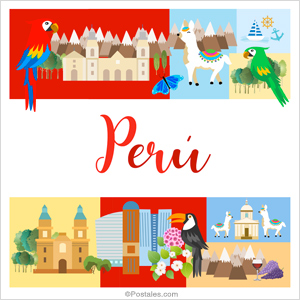 Imagen con diseño de Perú en varios colores