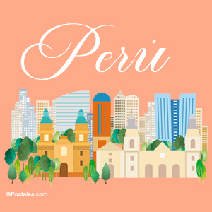 Postal de Perú con lugares históricos