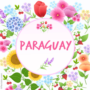 Tarjeta - Imagen de Paraguay con flores