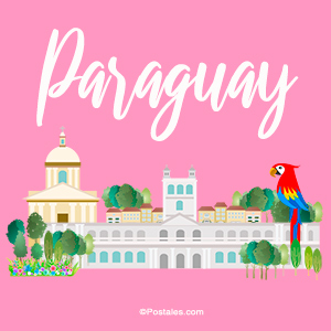 Postal de Paraguay con lugares significativos