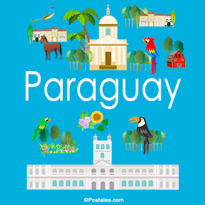 Postal de Paraguay en azul