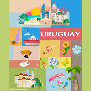 Postal de Uruguay en colores pastel