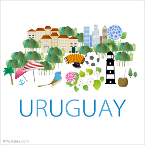 Postal de Uruguay con fondo blanco