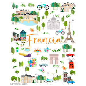 Diseño de Francia con lugares significativos
