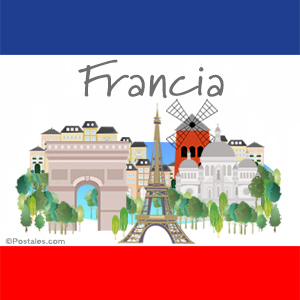 Postal de Francia con sus colores