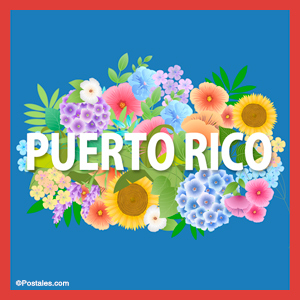 Postal de Puerto Rico con flores