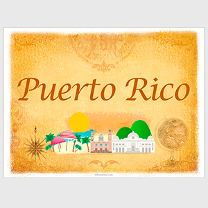 Postal de Puerto Rico con diseño en ocre