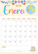 Calendario Enero 2025 Festivo