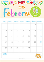 Calendario Febrero 2025 Festivo