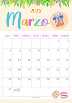 Calendario Marzo 2025 Festivo