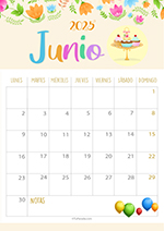 Calendario Junio 2025 Festivo