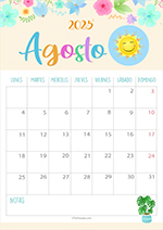 Calendario Agosto 2025 Festivo