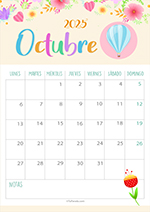 Calendario Octubre 2025 Festivo