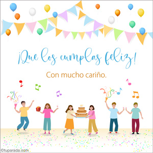 Tarjeta de cumpleaños con celebración