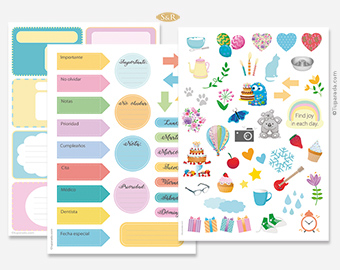 Set de Etiquetas y Stickers para la agenda