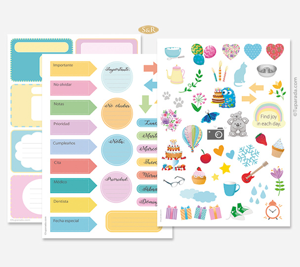 Set de Etiquetas y Stickers para la agenda